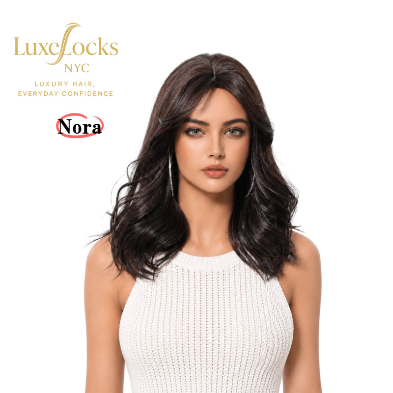 Dark Brown Short Bob Wig with Bangs – Layered Synthetic Hair 14 Inch