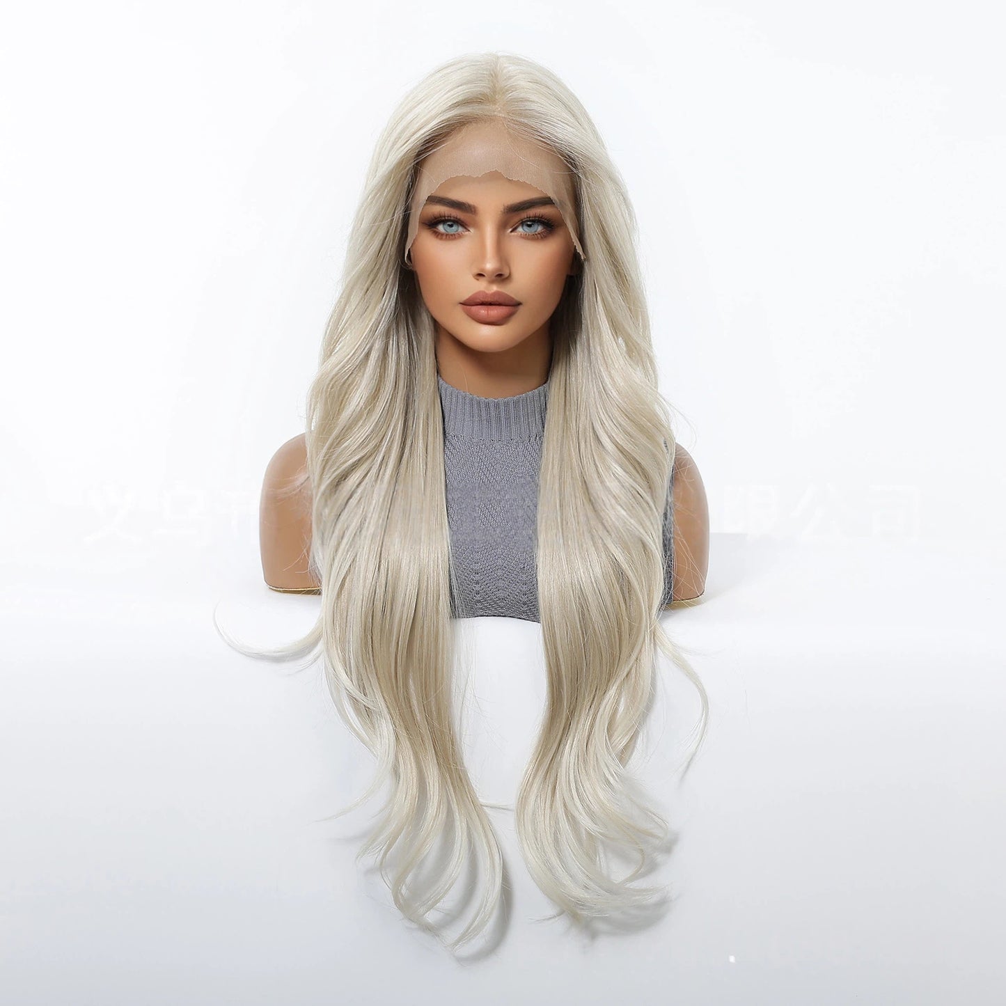 Platinum White Blonde Extra Long Wavy Wig - Layered Synthetic Hair 28 Inch - Synthetic Wig view 5