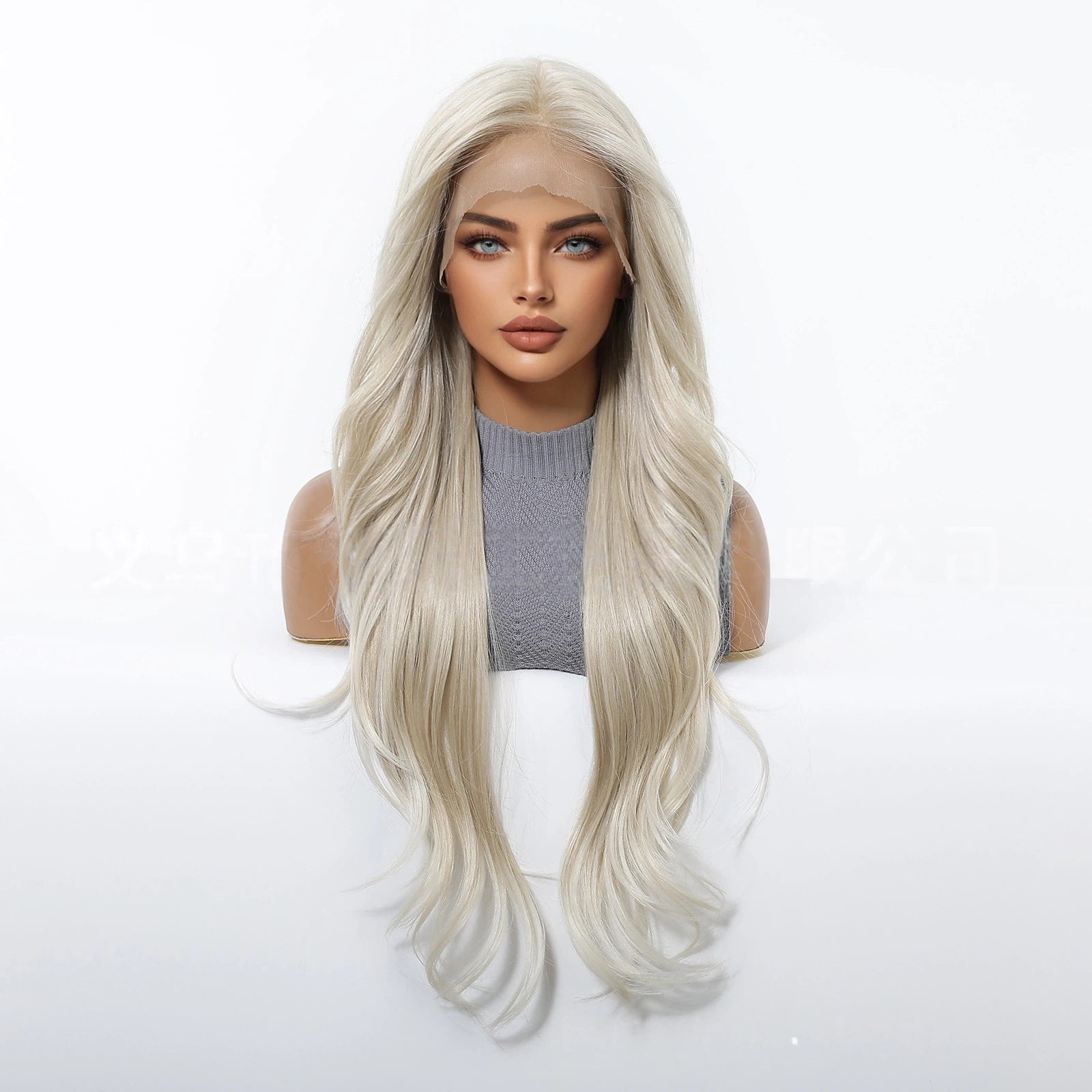 Platinum White Blonde Extra Long Wavy Wig - Layered Synthetic Hair 28 Inch - Synthetic Wig view 5