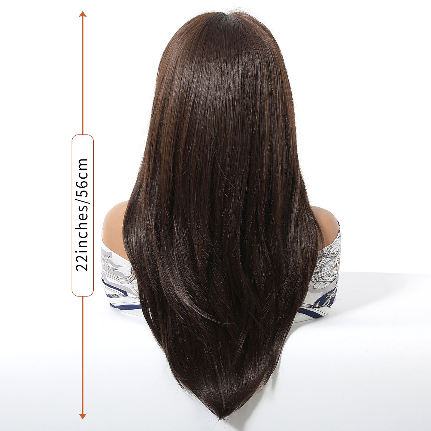 24 Inch Chestnut Brown Balayage Straight Wig - Synthetic Hair