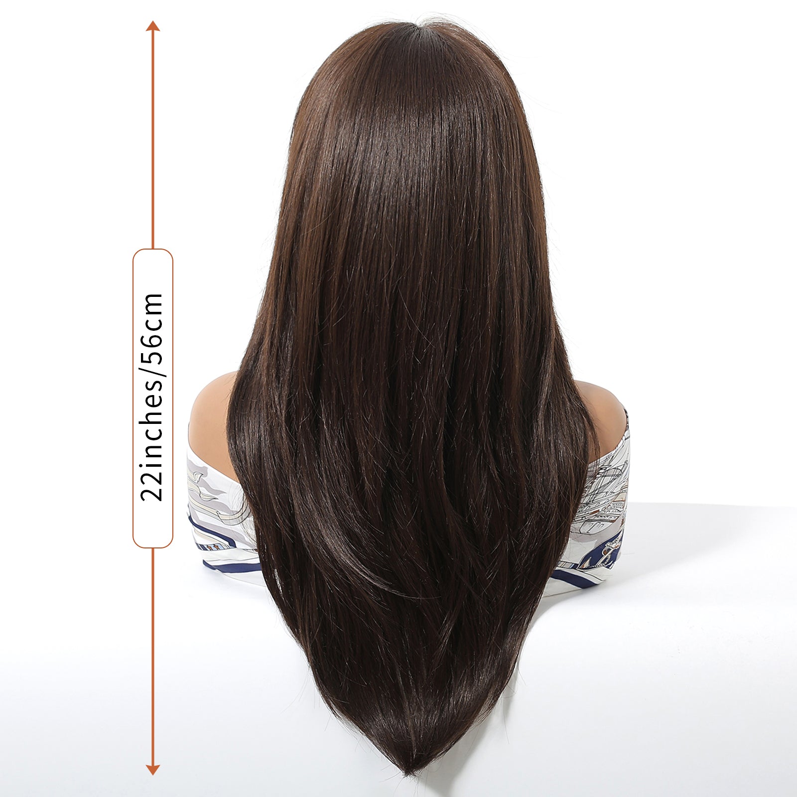 24 Inch Chestnut Brown Balayage Straight Wig - Synthetic Hair