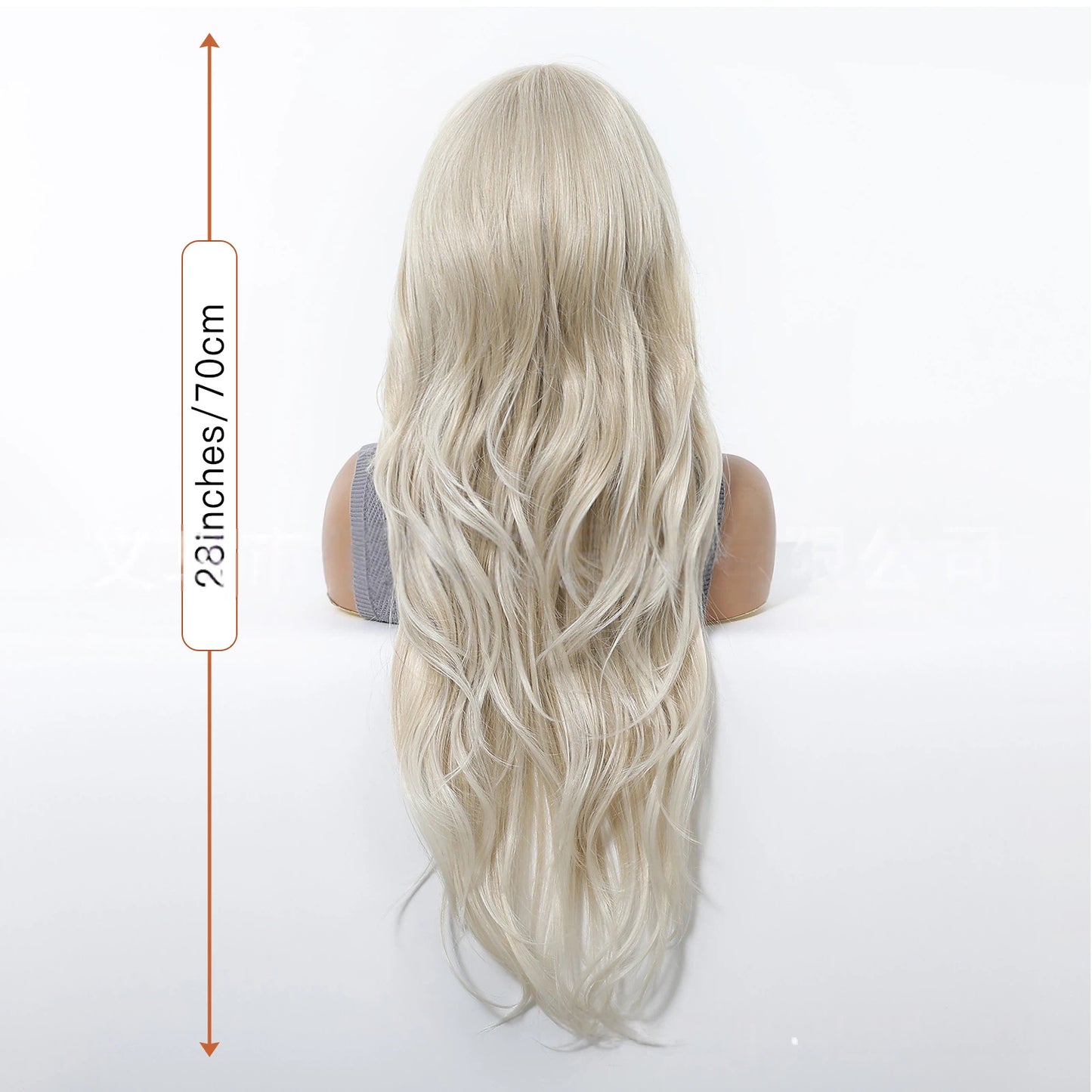 Platinum White Blonde Extra Long Wavy Wig - Layered Synthetic Hair 28 Inch - Synthetic Wig view 4