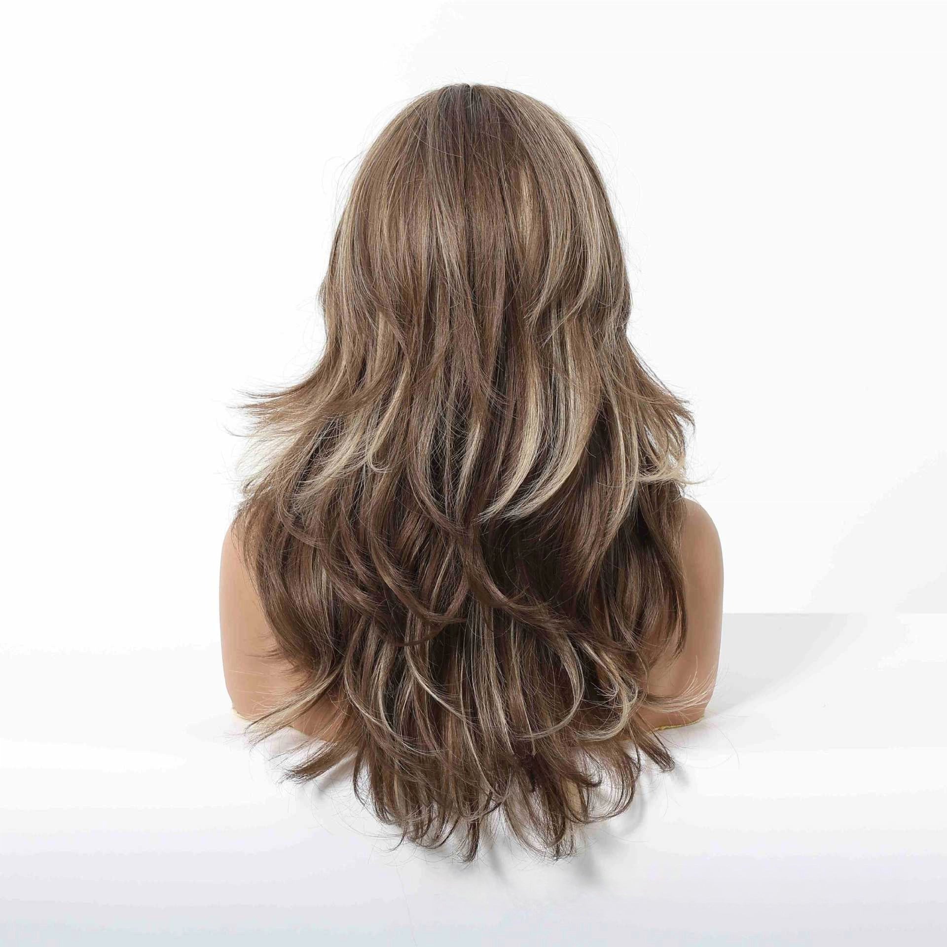 Ash Brown Honey Blonde Balayage Body Wave Wig – Caramel Highlighted Synthetic Hair 20 Inch
