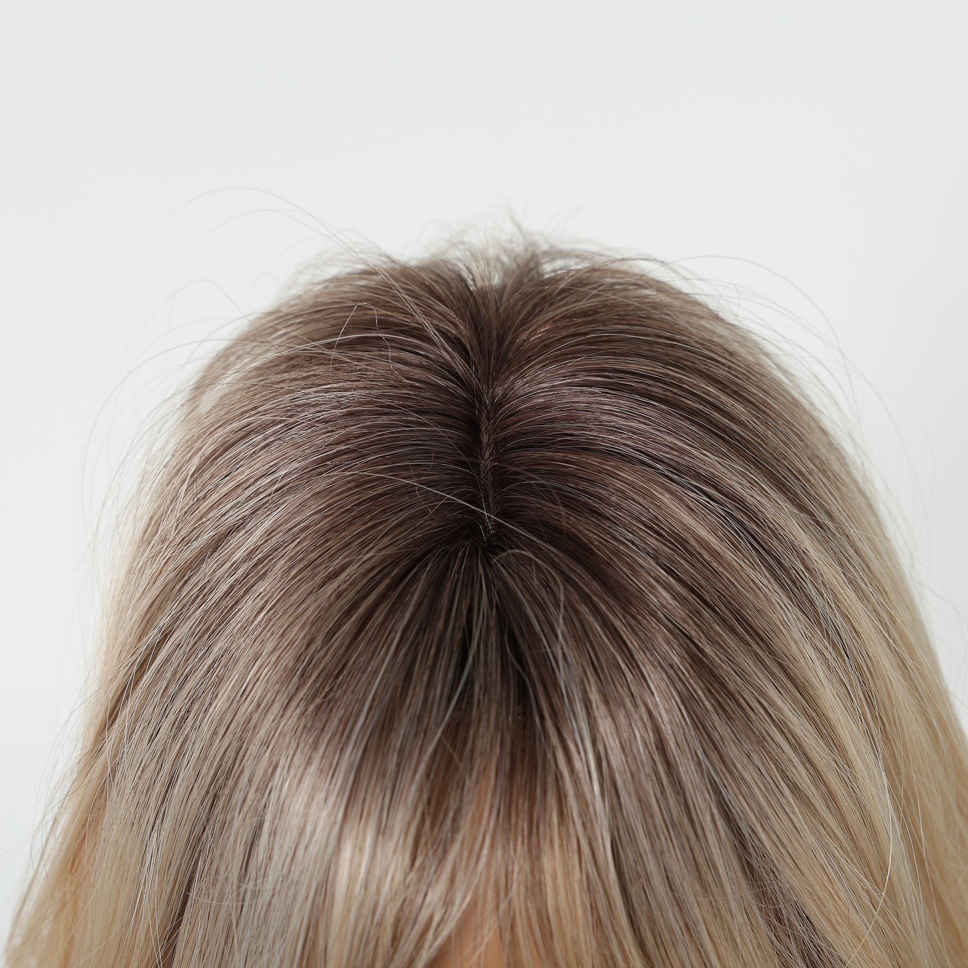 Ash Blonde Long Wavy Wig with Bangs – Cool Multi-Tonal Layered Synthetic Hair