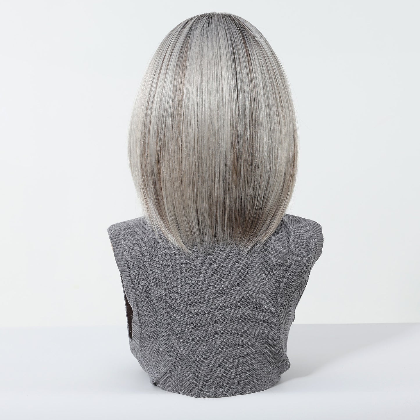 Platinum Blonde Short Bob Wig with Bangs - Layered Synthetic Hair 12 Inch - Synthetic Wig view 3