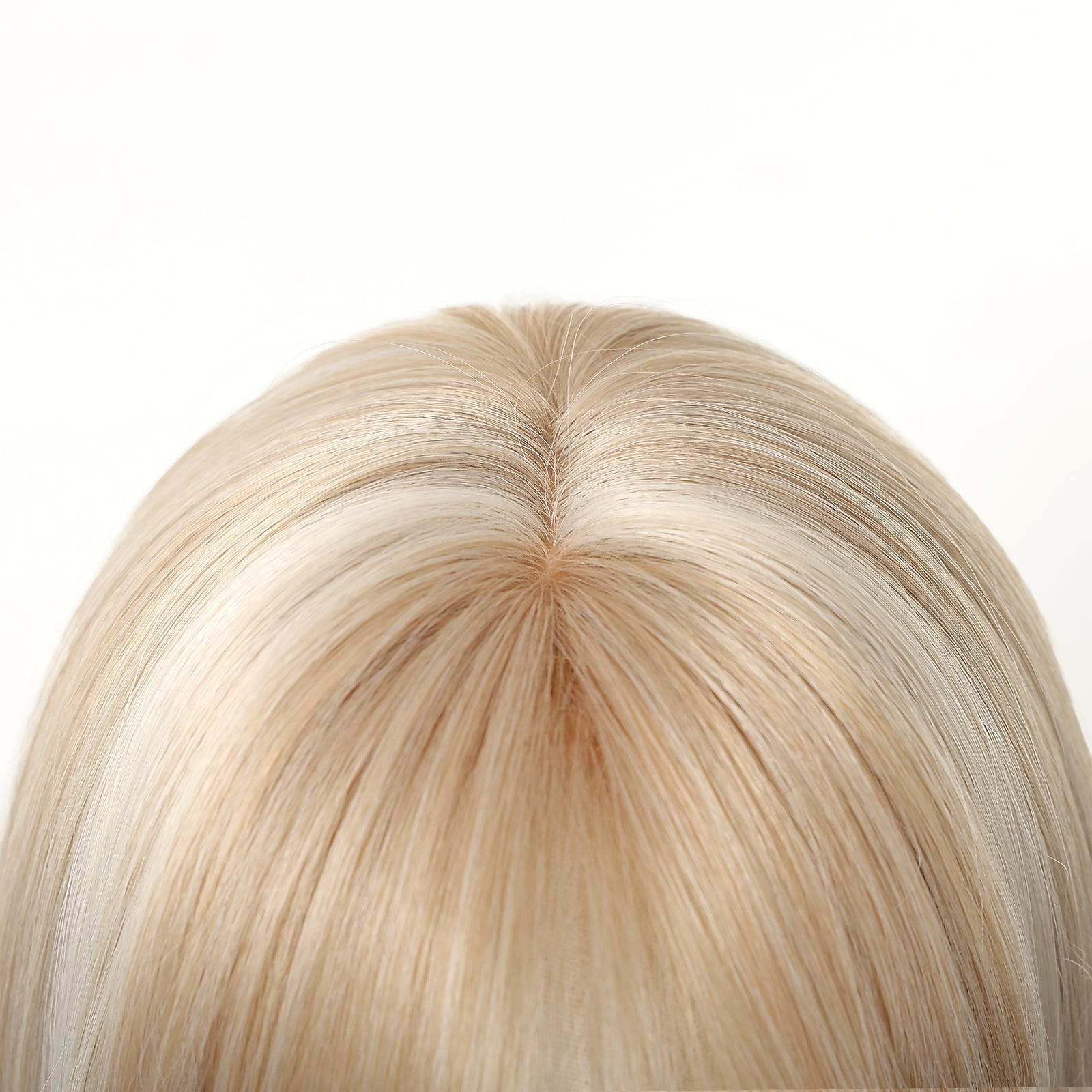 Platinum Blonde Balayage Mid-Length Wavy Wig - Layered Synthetic Hair 18 Inch - Synthetic Wig view 3