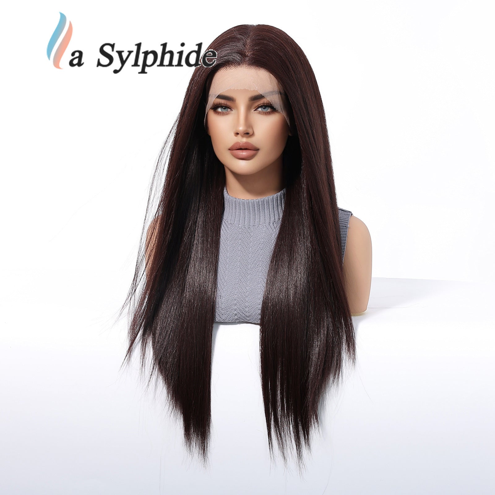 Dark Brown Long Straight Wig - Deep Rich No Bangs Synthetic Hair 28 Inch - Synthetic Wig view 3