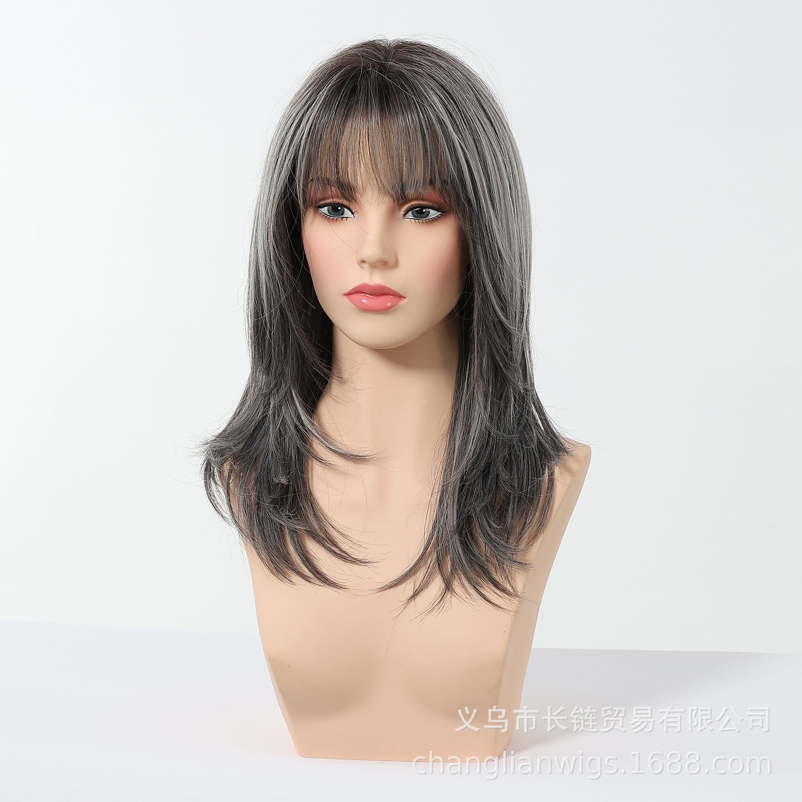 Silver Grey Medium Wavy Wig - Steel Cool-Tone Synthetic Hair - Synthetic Wig view 2