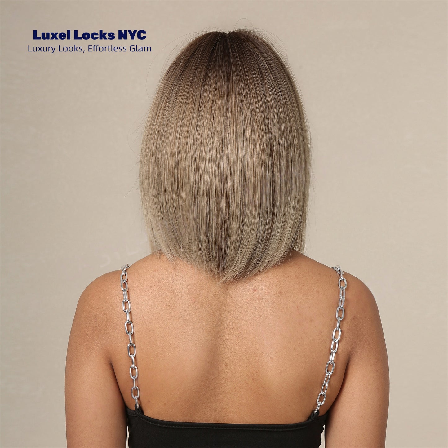 Warm Brown Short Bob Wig with Bangs - Straight Clean-Cut Synthetic Hair - Synthetic Wig