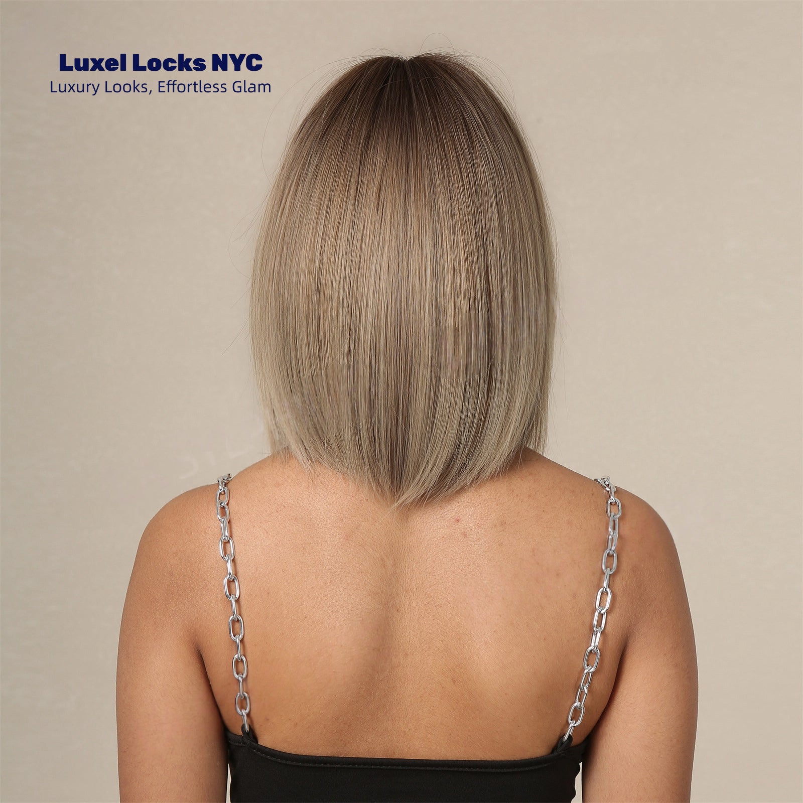 Warm Brown Short Bob Wig with Bangs - Straight Clean-Cut Synthetic Hair - Synthetic Wig