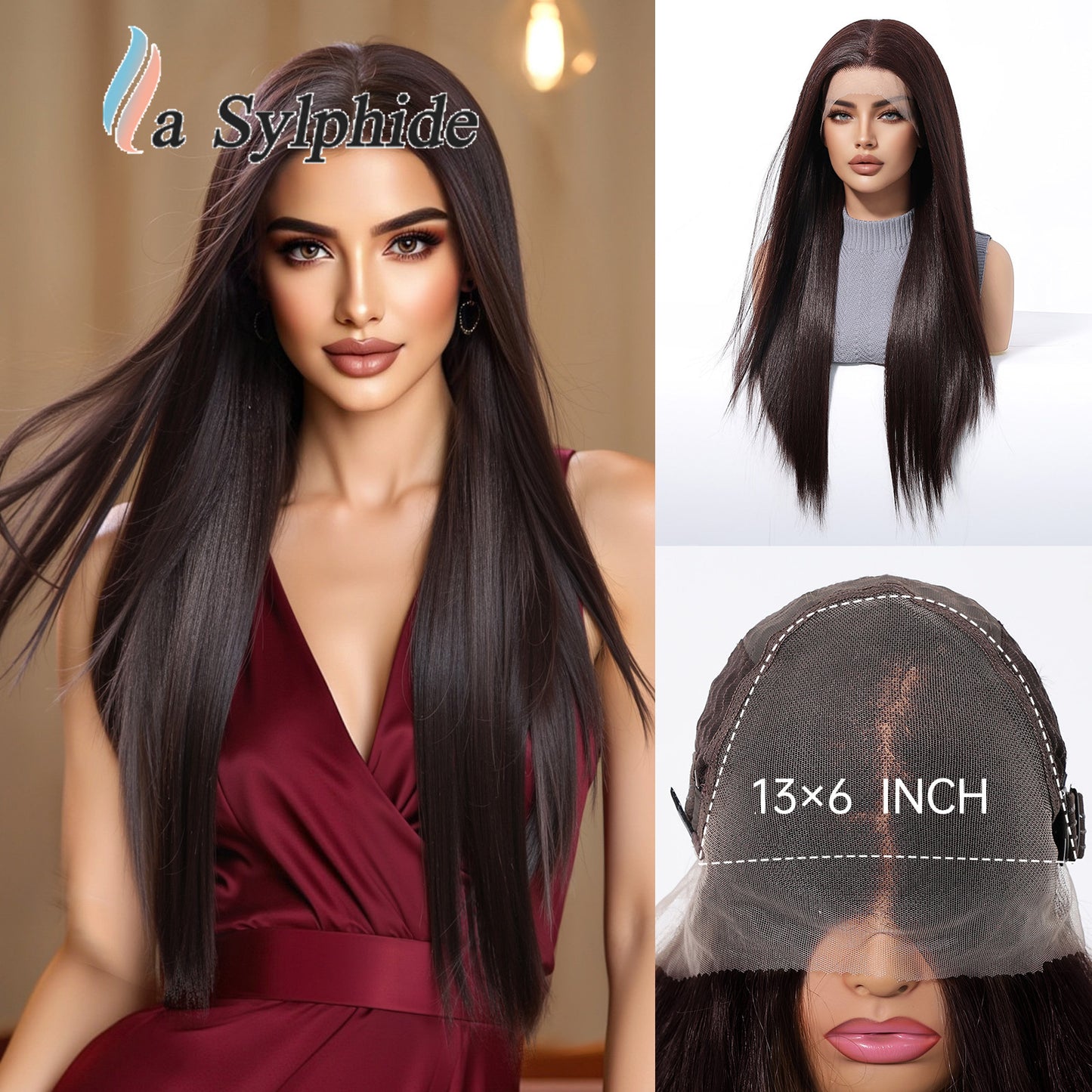 Dark Brown Long Straight Wig - Deep Rich No Bangs Synthetic Hair 28 Inch - Synthetic Wig view 1