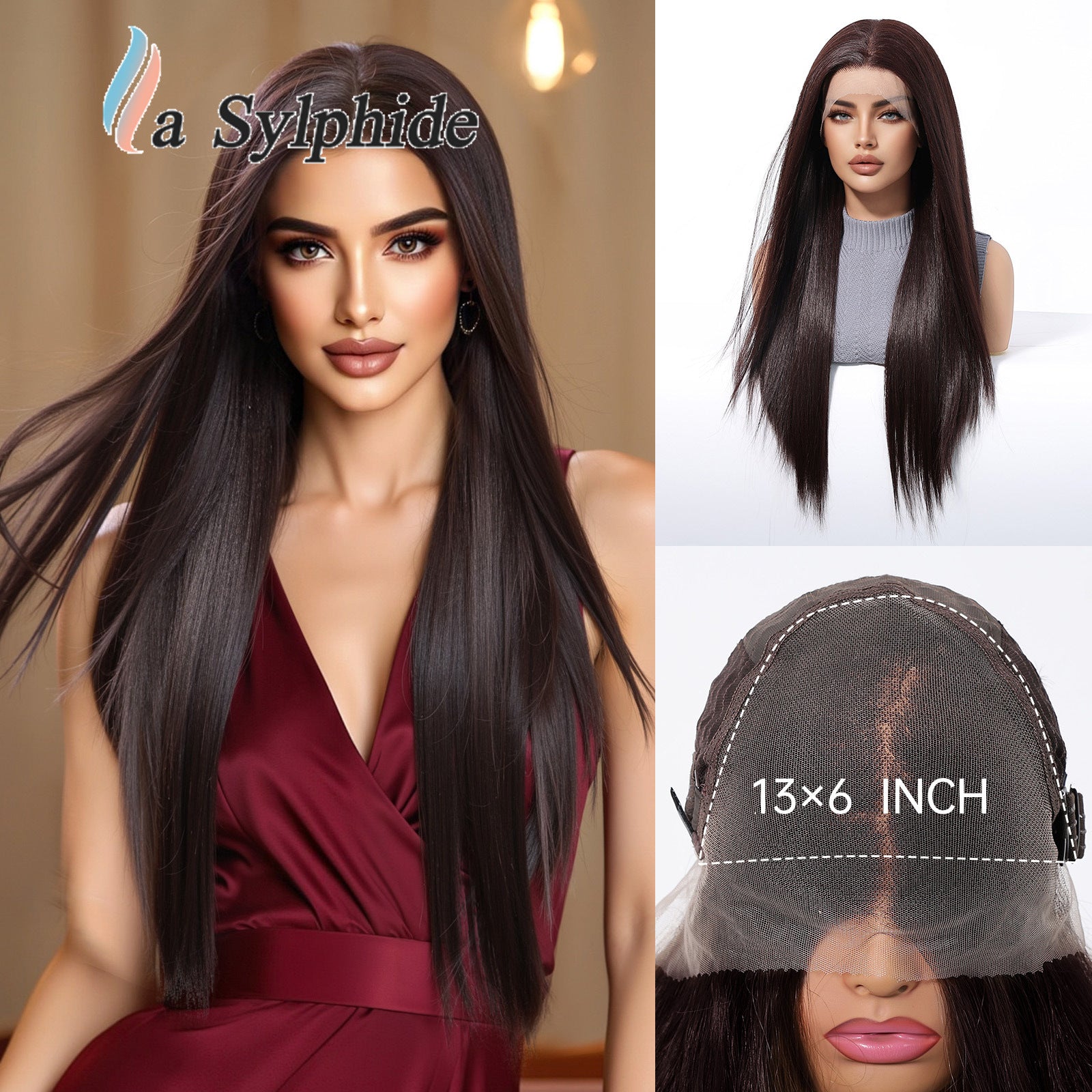 Dark Brown Long Straight Wig - Deep Rich No Bangs Synthetic Hair 28 Inch - Synthetic Wig view 1