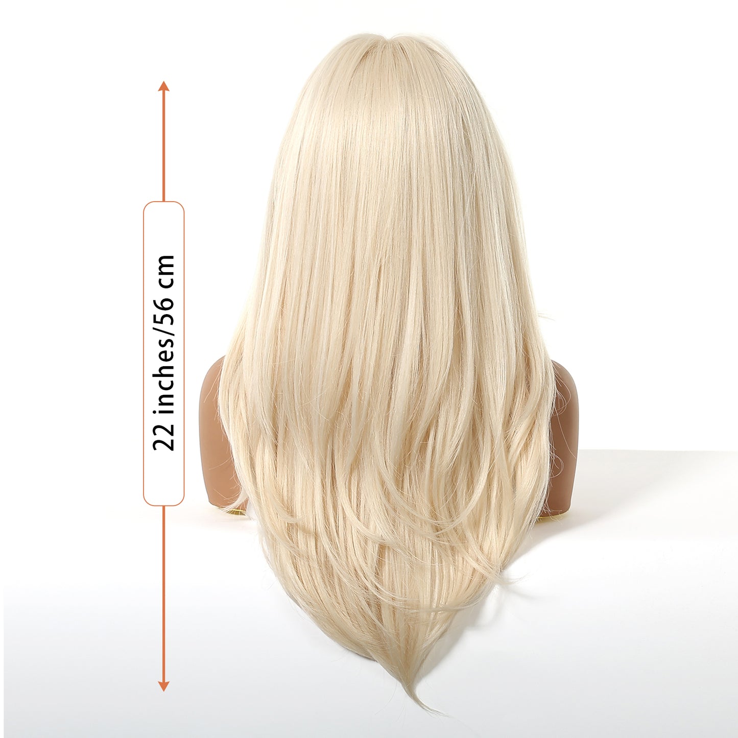 22 Inch Ash Blonde Long Wavy Wig with Bangs - Synthetic Hair