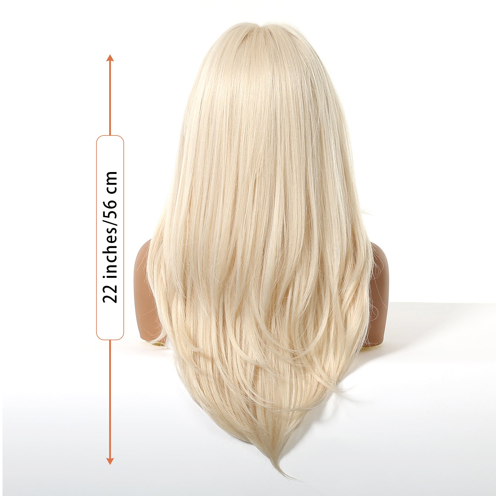 22 Inch Ash Blonde Long Wavy Wig with Bangs - Synthetic Hair