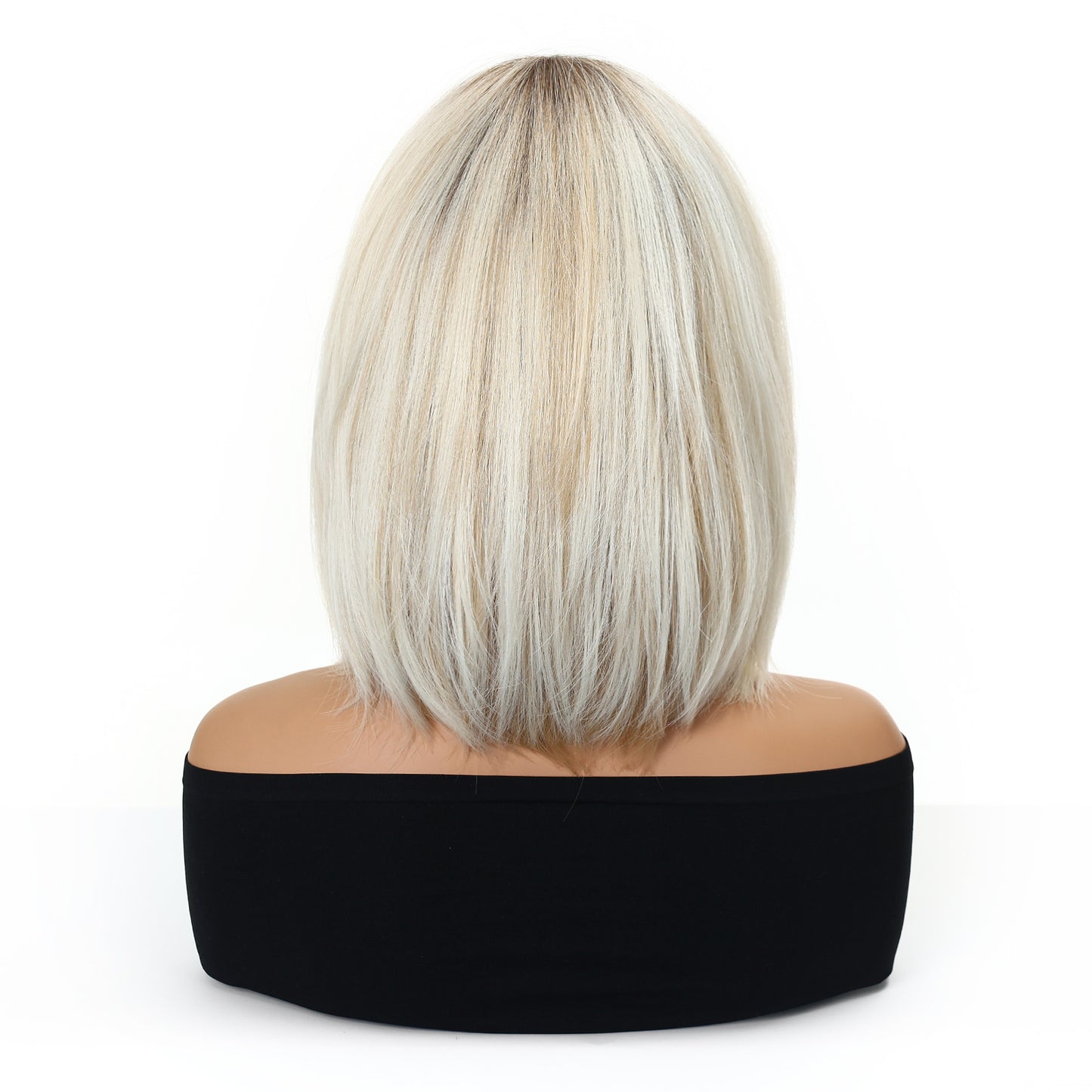 Platinum Ash Blonde Short Bob Wig with Bangs - Layered Synthetic Hair 12 Inch - Synthetic Wig view 1